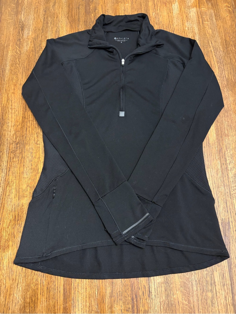 Athleta Running Wild Half Zip Pullover - Black - Size Small